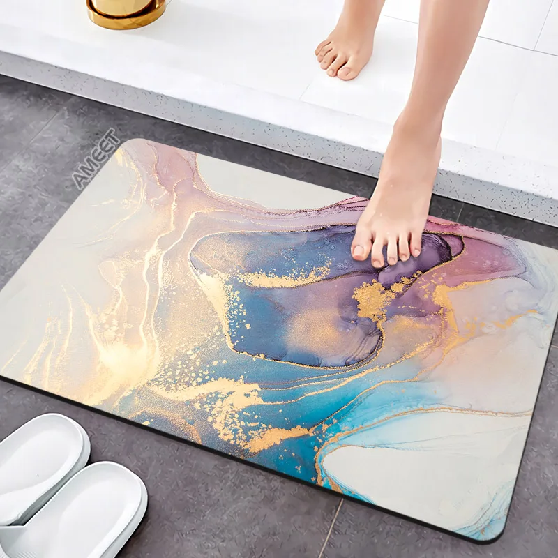 

Супервпитывающий коврик для пола роскошный синий золотой мраморный коврик для ванной вход для душа Скандинавская уборная Нескользящий Рез...