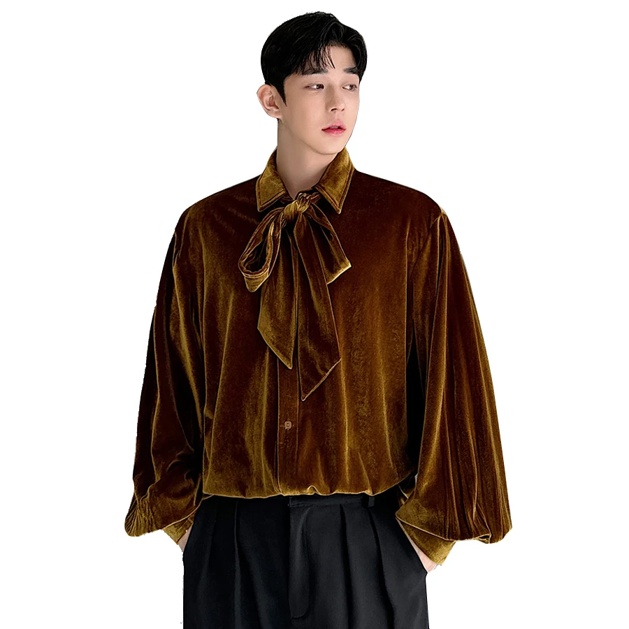 Мужская винтажная уличная одежда со знаменитостями модная бархатная рубашка с