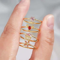 new fashion micro inlaid crystal zircon rings sweet dolphin starfish animal ring for women finger bague bohemian beach jewelry