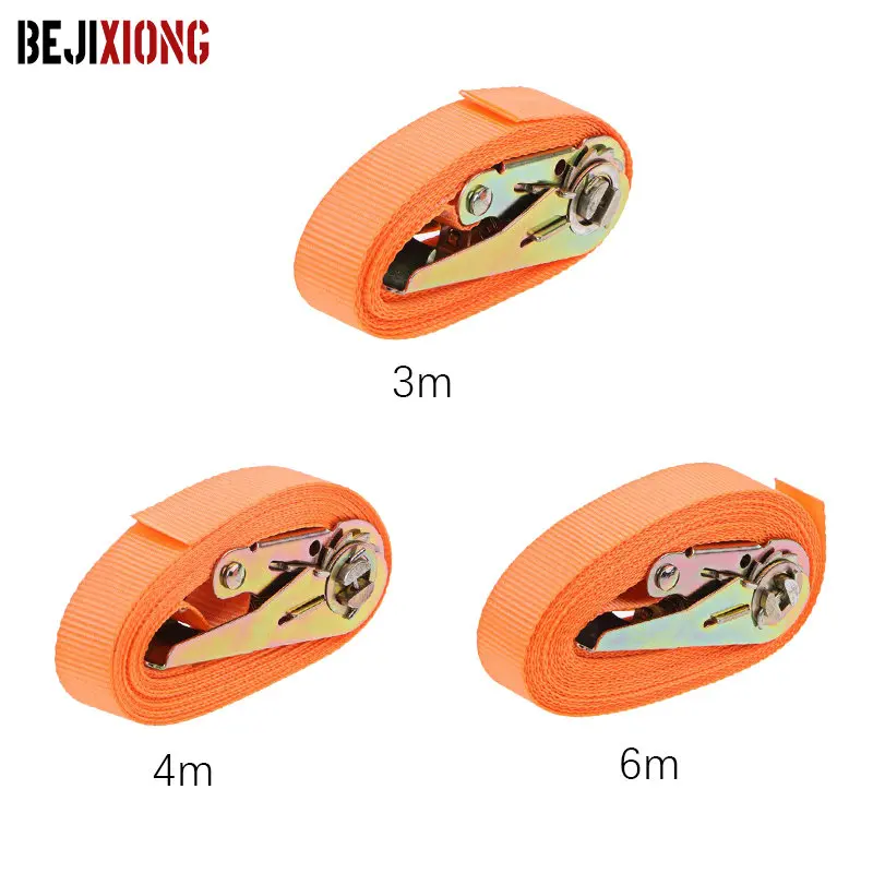Tensioning Belts Orange Porable Heavy Duty Tie Down Cargo Strap Luggage Lashing Strong Ratchet Strap Belt With Metal Buckle