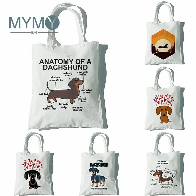 

Life Is Better With A Dachshund Tote Bag Funny Handbag Casual Shopping Girl Eco-Friendly Shoulder Bags Women Elegant Canvas Bags