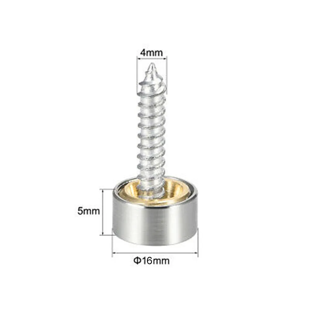 

New Practical Mirror Screws Furniture Nails Replace 10mm X 5mm 8pcs Brushed Cover Decorative Round Solid Brass