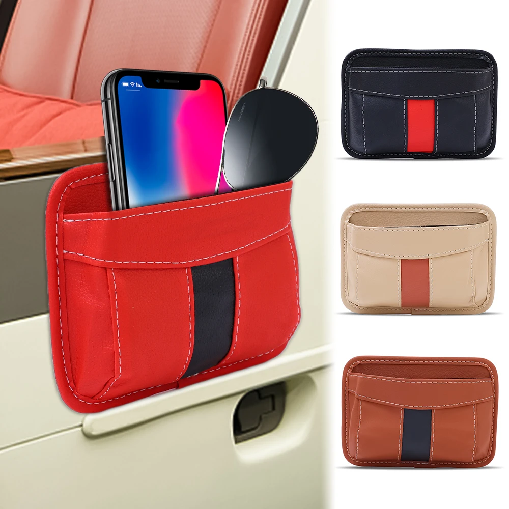 

Car Storage Bag Pu Leather Paste Multifunctional Auto Interior Organizer Phone Key Storage Car Storage Accessories