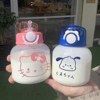600ml kawaii sanrios large capacity milk cup hellokittys pochacco pot belly cup with straw plastic water cup gift for kids