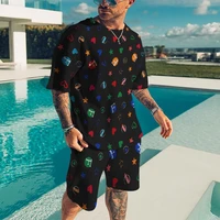 men summer beach t shirt shorts 2 piece sets high quality sports suits mens casual tracksuit oversized t shirts set clothing