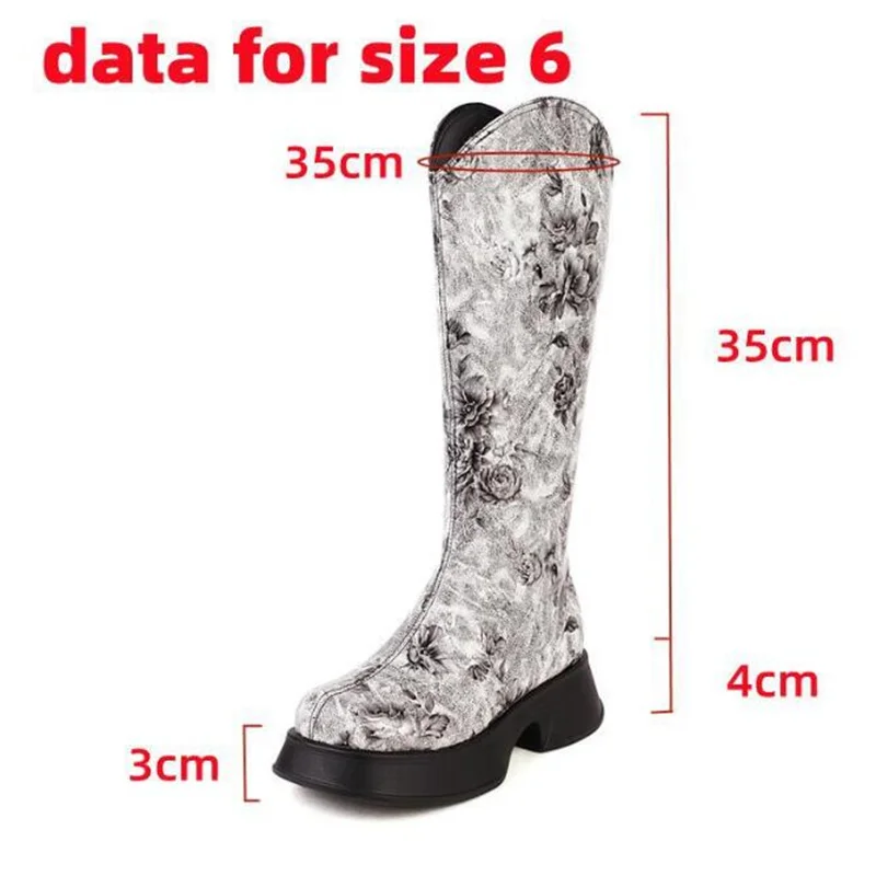 GCYCG Brand Women Motorcycle Knee-High Boots Woman Fashion Thick Sole Platform Heels Zipper Botas Femininas Long Booties 41 42