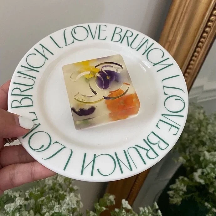 

Green Alphabet French Retro Dinner Plate Ceramic Plates Domestic Ceramic Plate Western Dessert Plate