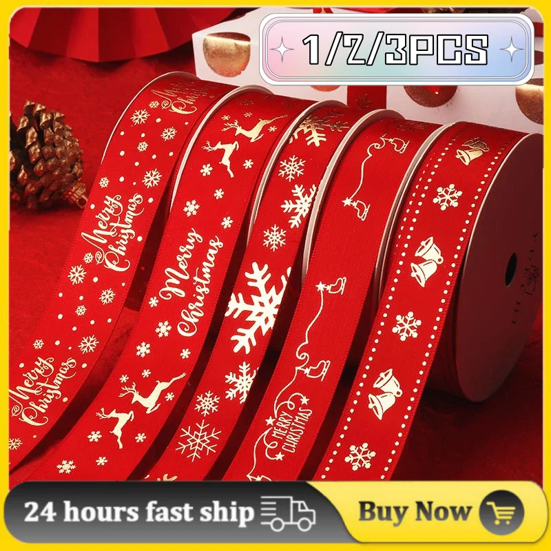 5yards 1inch 25mm Christmas Ribbon Printed Polyester For Handmade Design Decoration DIY Gift Packing