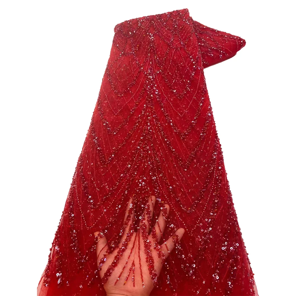 Роскошная африканская кружевная ткань с блестками и бисером 2024 высокое качество