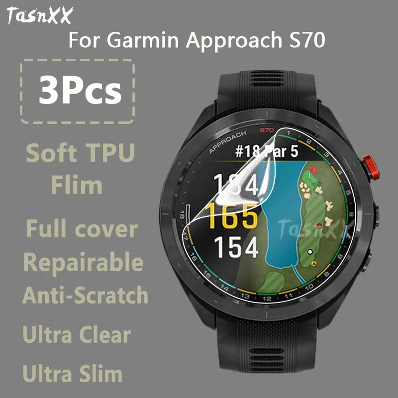 

3Pcs For Garmin Approach S70 42mm 47mm Ultra Clear Ultra Slim Soft Hydrogel Repairable Film Screen Protector -Not Tempered Glass