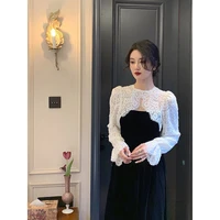 2022 spring new fashion comfortable casual lace french dress sexy high waist dress women luxury fashion clothes simple style