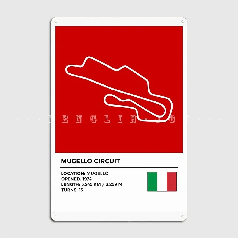 Mugello Circuit Металлическая вывеска Клубное украшение для гостиной Настенный декор