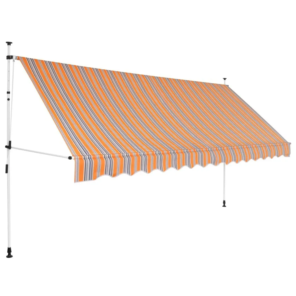 

Manual Retractable Awning 137.8" Yellow and Blue Stripes