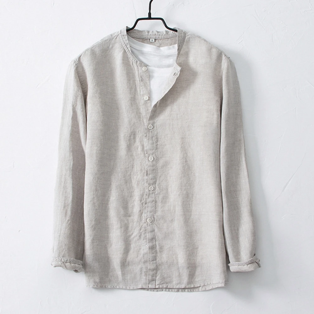 

Рубашка Мужская льняная с длинным рукавом, Свободная Повседневная блуза из хлопка и льна, винтажный Модный Топ в китайском стиле, одежда, 2023
