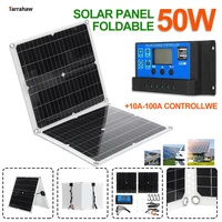 50w foldable solar panel usb 5v 18v dc output outdoor pv cells portable waterproof charging photovoltaic plate controller kit