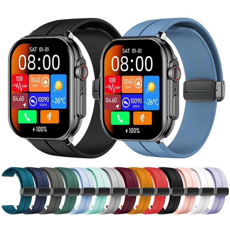 Фото Магнитный складной ремешок с пряжкой для IMIKI SF1 SmartWatch, силиконовый ремешок для IMIKI SF1 Huawei GT 5 4 Pro, ремешок для часов 46 мм, браслет №1