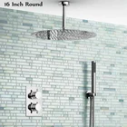 Ультратонкая душевая лейка с потолочным креплением, круглая термостатическая душевая лейка 8 дюймов16 дюймов, двухсторонний скрытый комплект для ванной комнаты