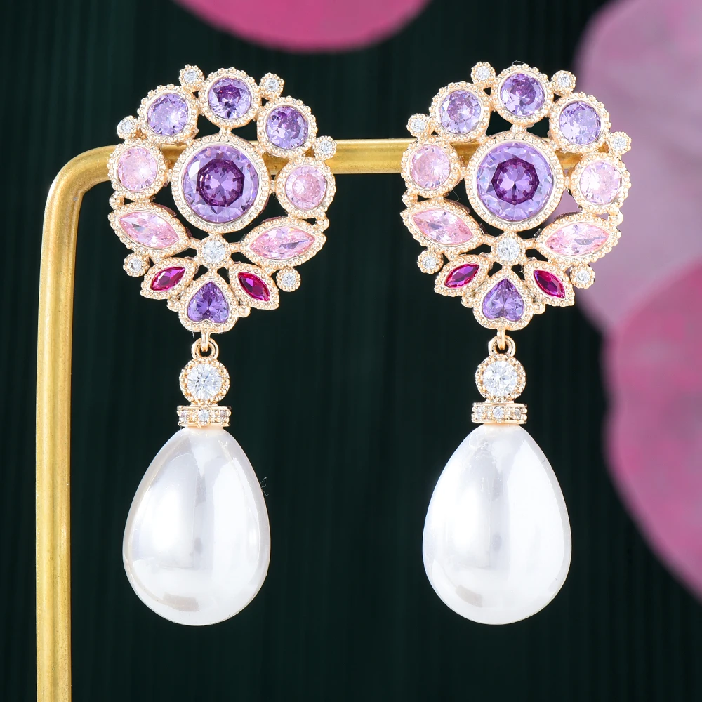 

Soramoore New Trendy Gorgeous Original CZ Shiny Pendant Earrings for Women Girl Daily High Quality Noble Lady Bridal Accessories