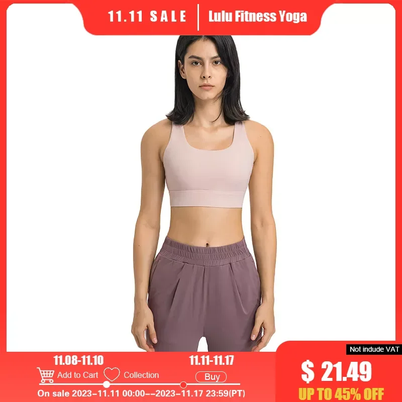 

Adjustable Strappy Sports Bra Cross Back Crop Top Running Fitness Yoga Gym Bras Women Push Up High Support Sexy Zumba Wear Pink