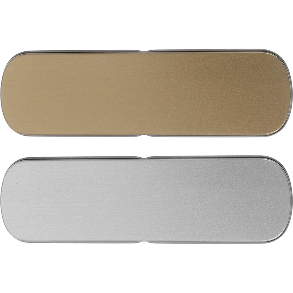 

2 Pcs Metal Case Display Hard Large Flat Makeup Brush Single Penholder Brushes Organizers Thin