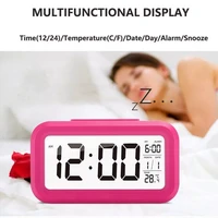 digital alarm clock large display table clock with calendar thermometer for home office backlight led desktop digital clocks 6