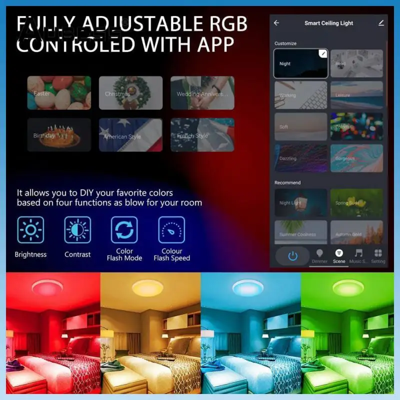 

Умная потолочная лампа Rgb, 30 Вт, 110 В, работает с Alexa /google Home