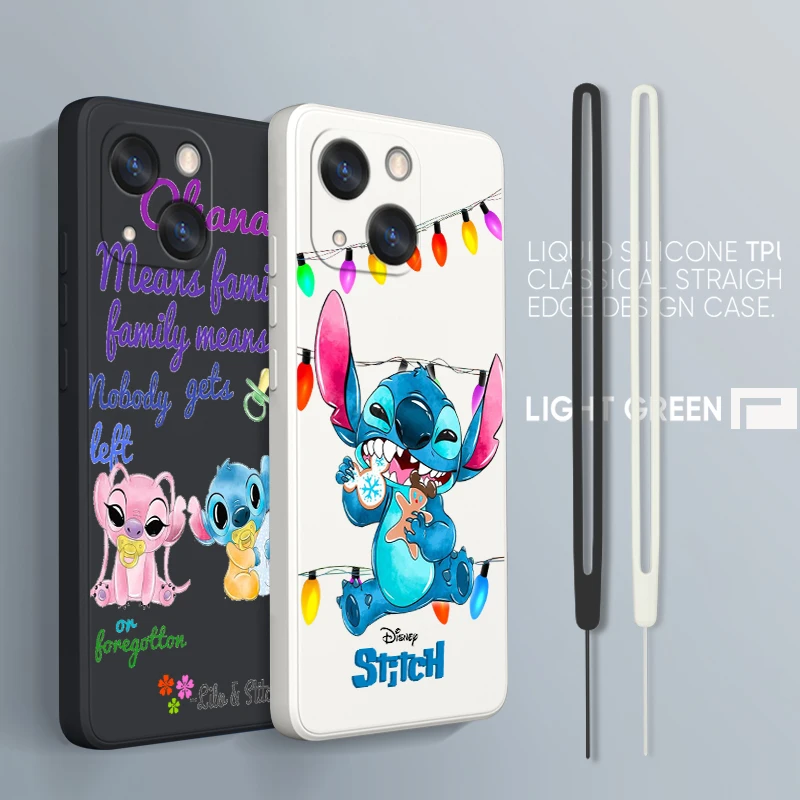 

Stitch Disney Cute Phone Case For iPhone 14 13 12 mini 11 Pro Max 8 7 Plus XR XS X Liquid Rope Funda Cover