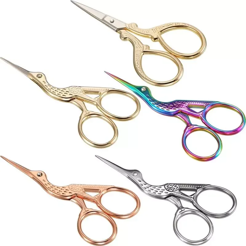 

NEW2023 Durable Stainless Steel Retro Tailor Scissor Crane Shape Sewing Small Embroidery Craft CrossStitch Scissors DIY Home Too