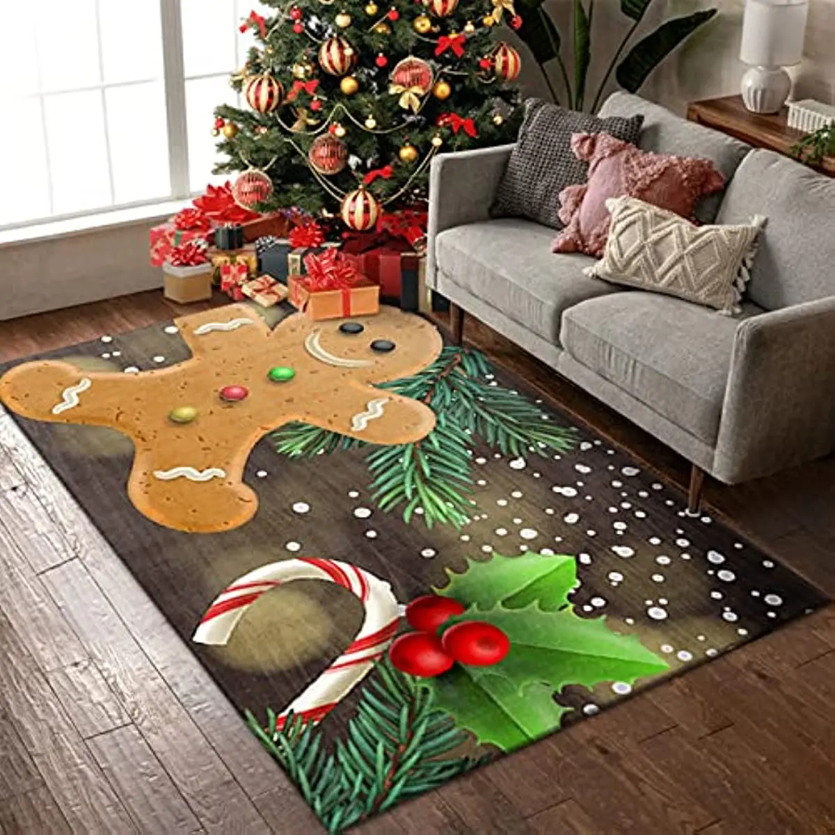 

Рождественский имбирный человеческий узор, нескользящий ковер, ранний предмет, моющиеся гномы, комнатный напольный коврик, домашний декор