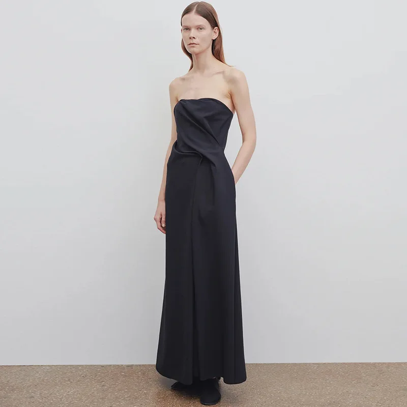 

THE ROW Sleeveless Dress Women's Spring/Summer 2023 New Breathable and Minimalist Style Long Dress Evening Dress