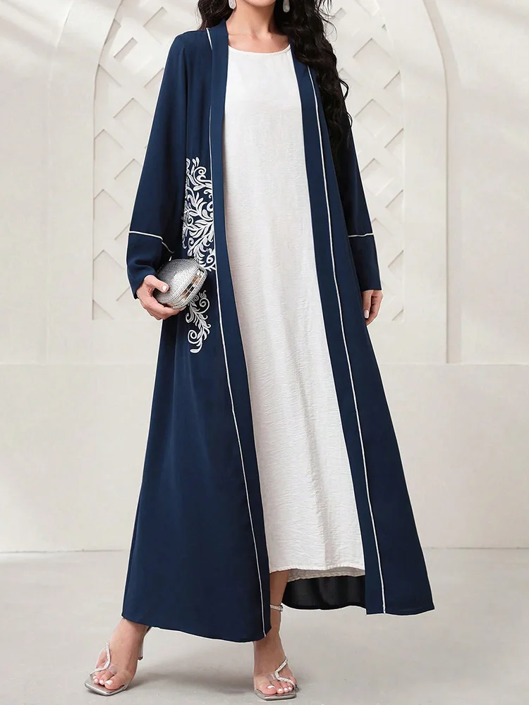 

Ретро этнический кардиган с вышивкой халат Дубай средневосточная Саудовская Аравия ИД модная мусульманская кимоно абайя