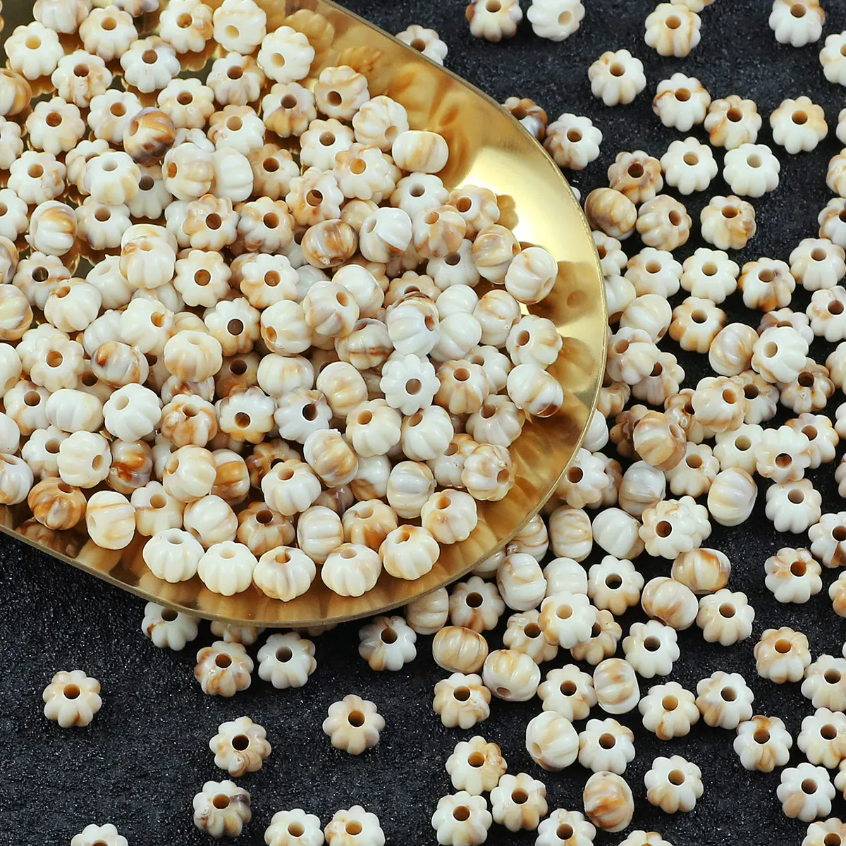 Круглые акриловые бусины в виде тыквы с имитацией ракушки свободные