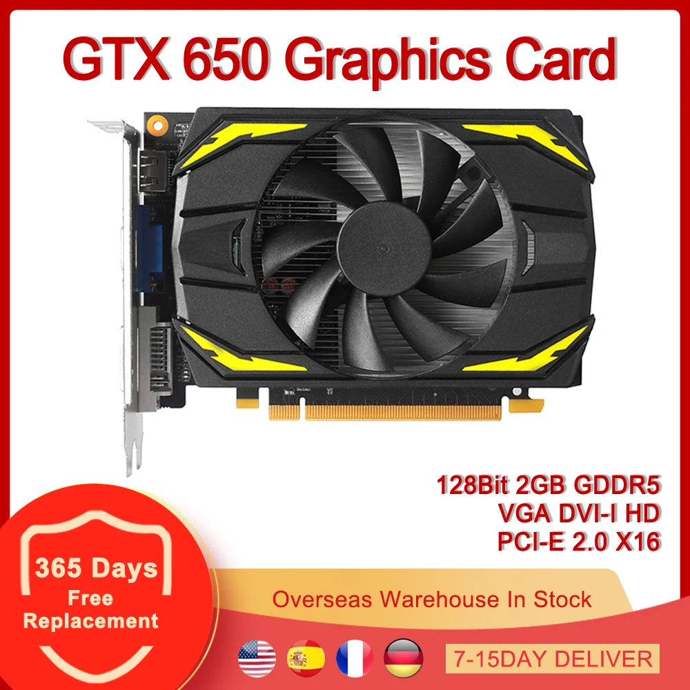 Графическая карта GTX 650 2 0 бит Гб GDDR5 VGA PCI-E 128 X16 DVI-I HD видеокарты для NVIDIA GeForce GTX650 2G |