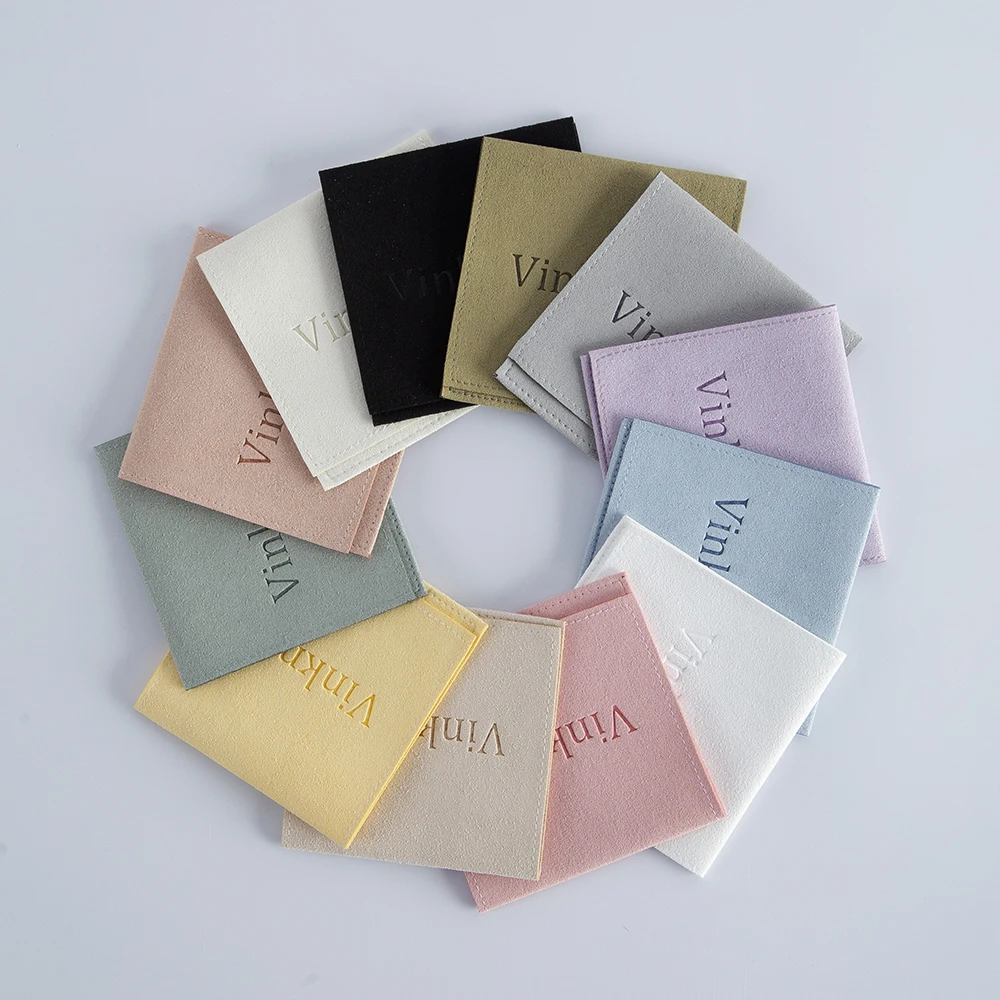 50pcs Custom Logo Name Microfiber Envelope Gift Bag Jewerly Necklace Earrings Organizer Pouch Wedding Favor Candy Goodie Bag