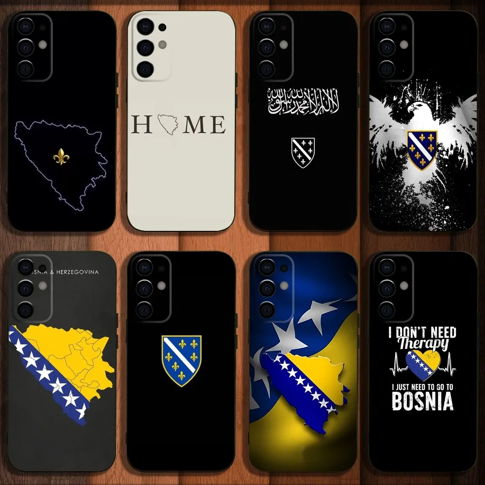 Bosna i Hercegovina Heart Phone Case For Samsung S24 S21 S22 S23 S30 Ultra S20 Plus Fe Lite Note 10 9 5G Black Soft Cover