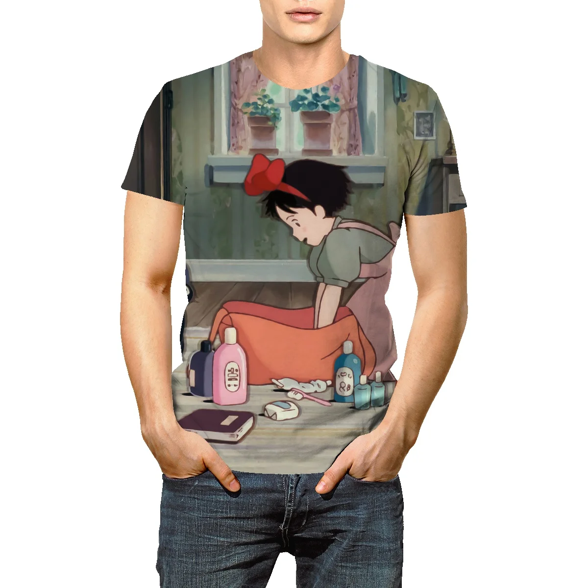 

Kiki's Delivery Service Fashion 3D Drops of Water graphic t shirts For Men Summer Casual Interesting Print T-shirts