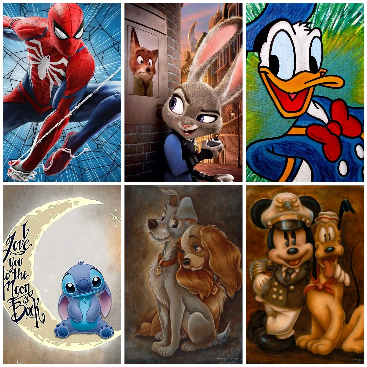 

Disney Cartoon Lady and The Tramp Characters 5D Diamond Painting Cross Stitch Embroidery Full Diamond Mosaic Wall Decor Gift