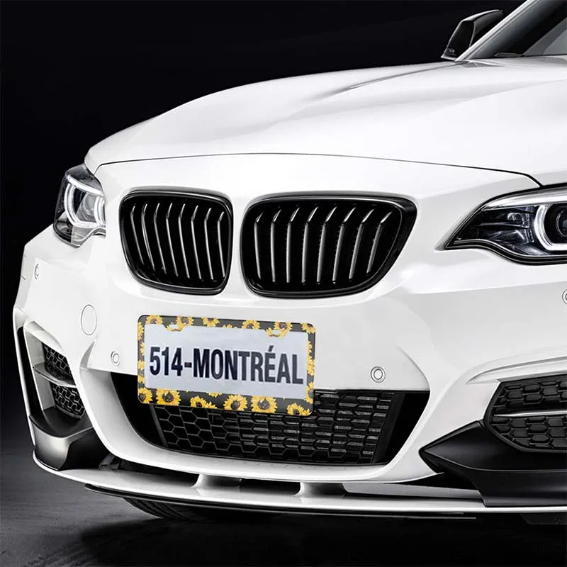 

Car License Plate Frame 2/4 Holes Sunflower Pattern Aluminum Alloy License Plate Frame is Suitable for U.S. Regulations