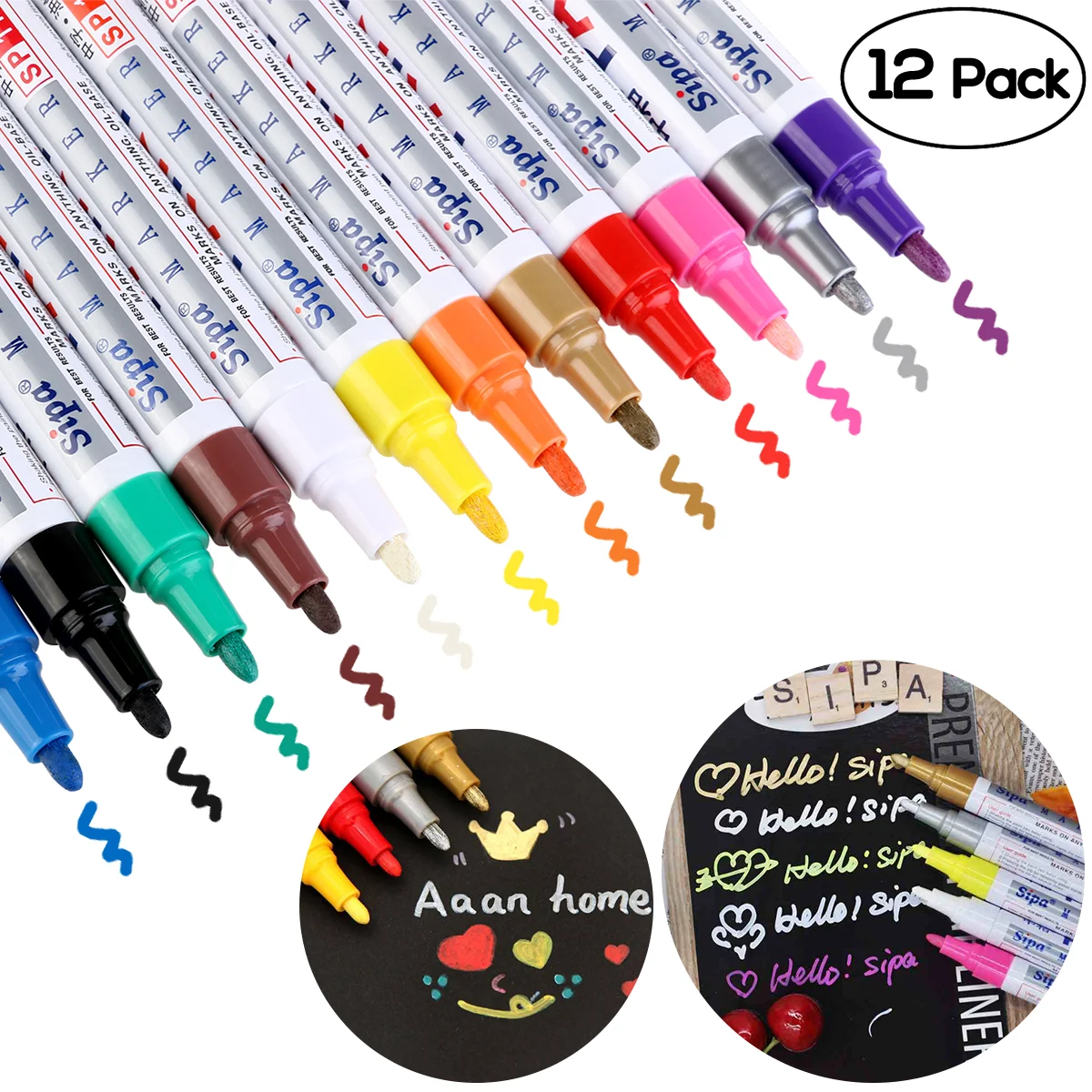

NUOLUX 12 Colors Waterproof Fine Paint Oil Based Art Marker Pen