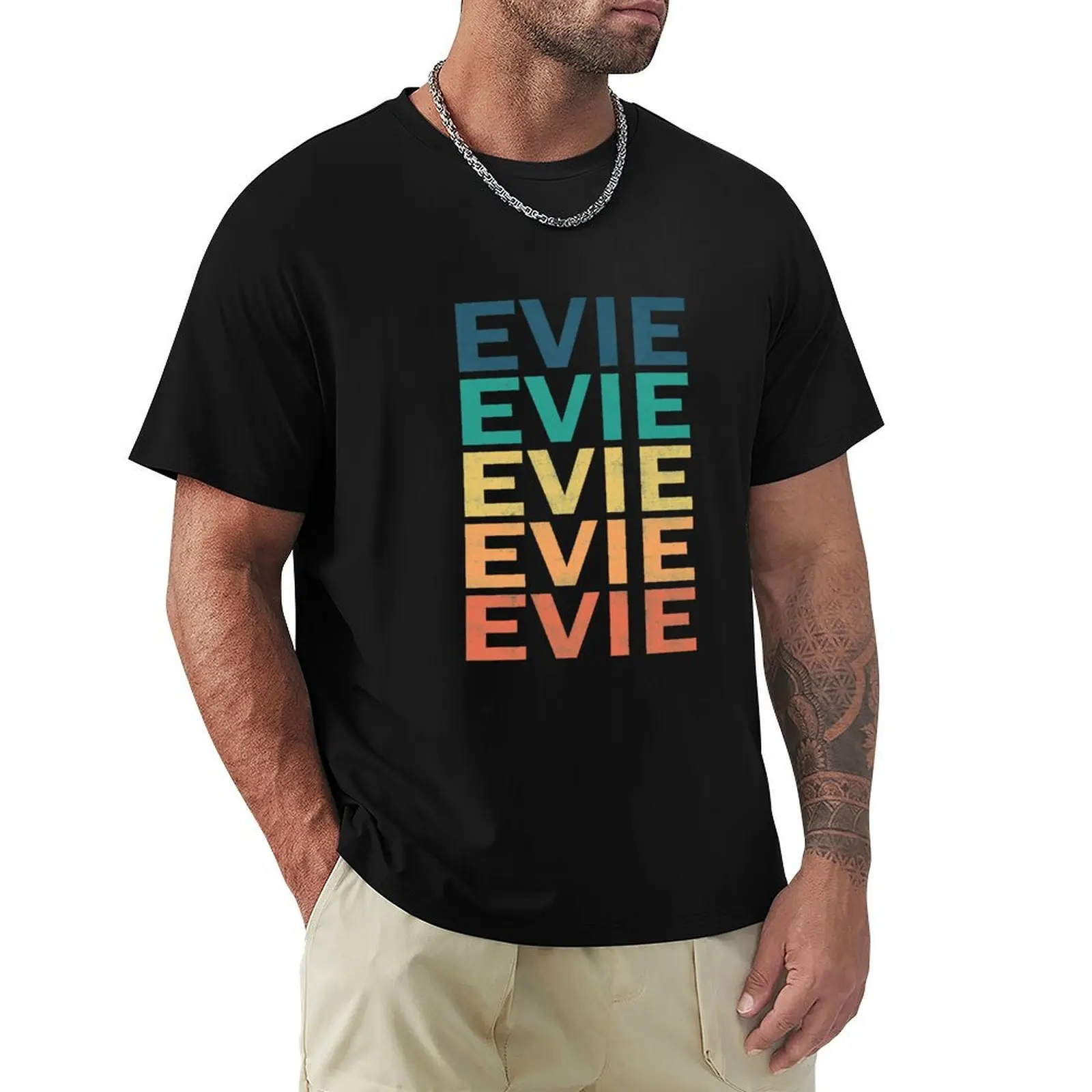 Evie Name T Shirt - Vintage Retro Gift Item Tee T-Shirt anime clothes outfits for men