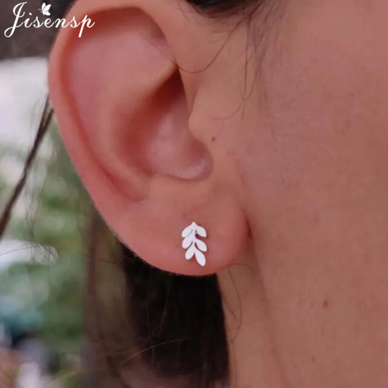 

Jisensp Vintage Leaf Stud Earrings for Women Simple Feather Earings Fashion Jewelry Small Leaves Ear Piercing Girls Summer Gifts