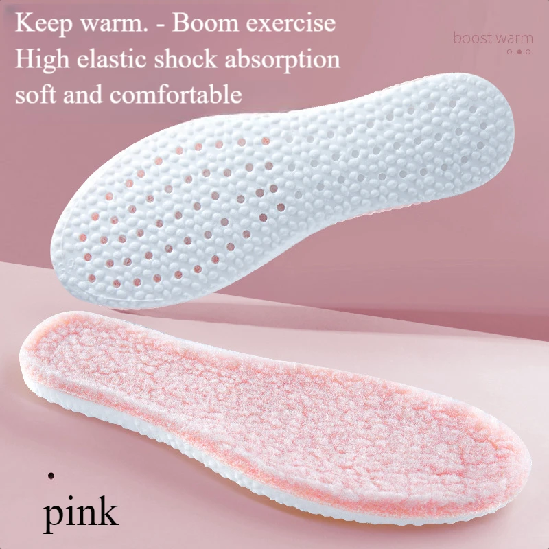 Keep Warm Heated Cashmere  Increase Insole Thicken Soft Breathable Winter Sport Shoes Insert For Man Woman