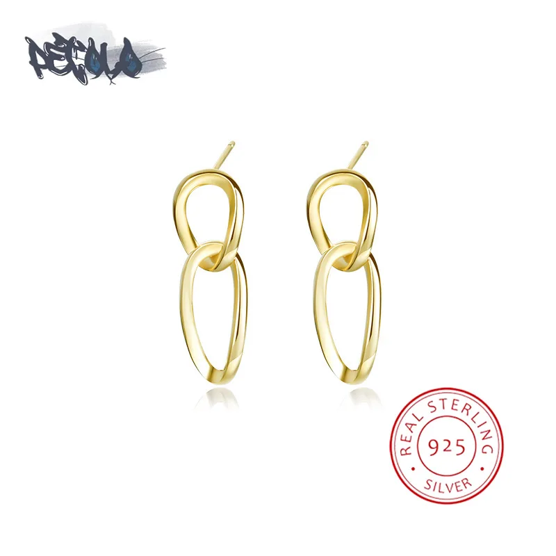 

925 Sterling Silver Earrings for Women Luxury Women's Chain Earrings Stylish 18-karat Gold Party Jewelry Anniversary Gift