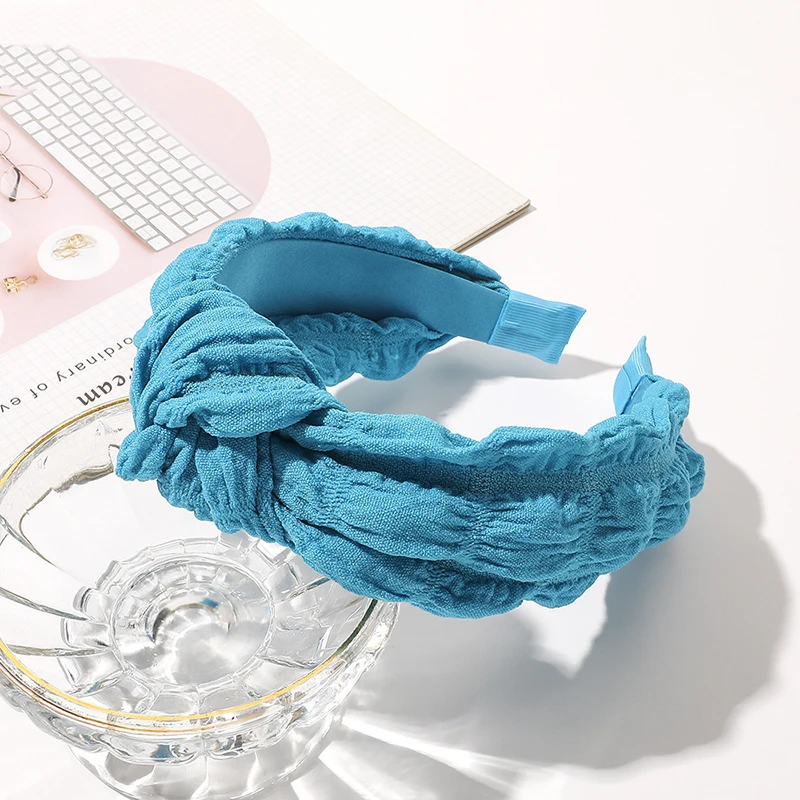 

New Pleated Headband Wide Turban Retro Headwear for Women Solid Color Bandana Headband Knotted Girls Hair Hoop Hair Accessories