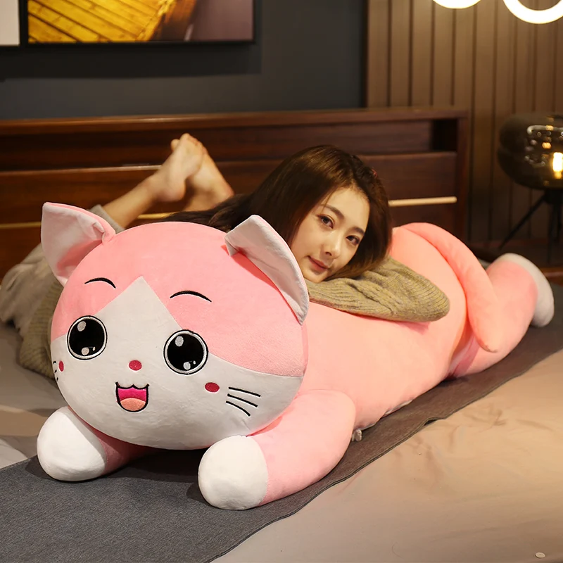 

80cm Giant Long Cat Plush Toy Soft Stuffed Cartoon Animal Doll Girlfriend Sleeping Pillow Cushion Home Decor Kids Gril Gift