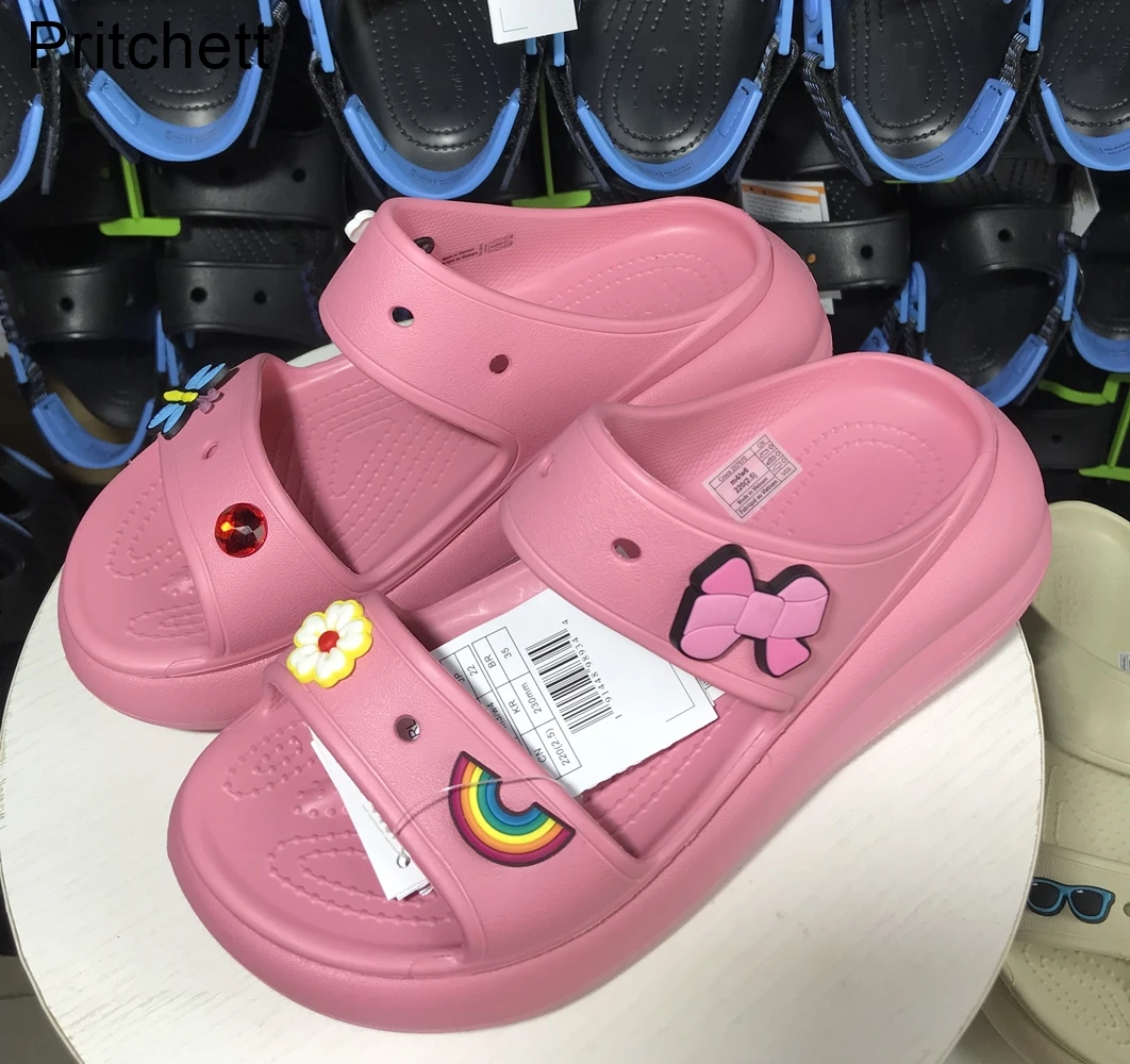 White Puff Waterproof Sandals 2023 Summer New Wedge Outdoor Casual Slippers Ladies Quick-drying Non-slip Beach Shoes