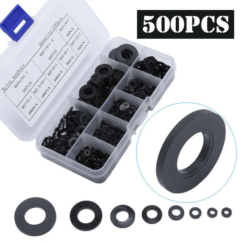 

500 Pcs Nylon Sealing Strip Flat Rubber O-Ring Seal Hose Gasket Repair Rubber Gasket M2-M10 For Electrical Connection Tools