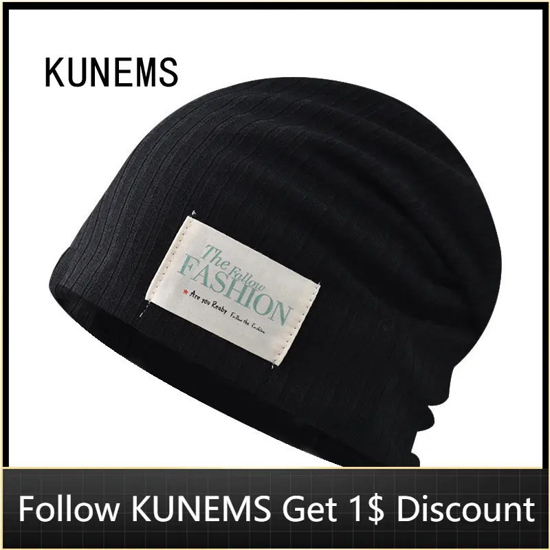 

KUNEMS Autumn Cotton Skullies Beanies Fashion Knitted Hats for Men Bonnets Outdoor Casual Soft Hat Pullover Dad Cap Gorras
