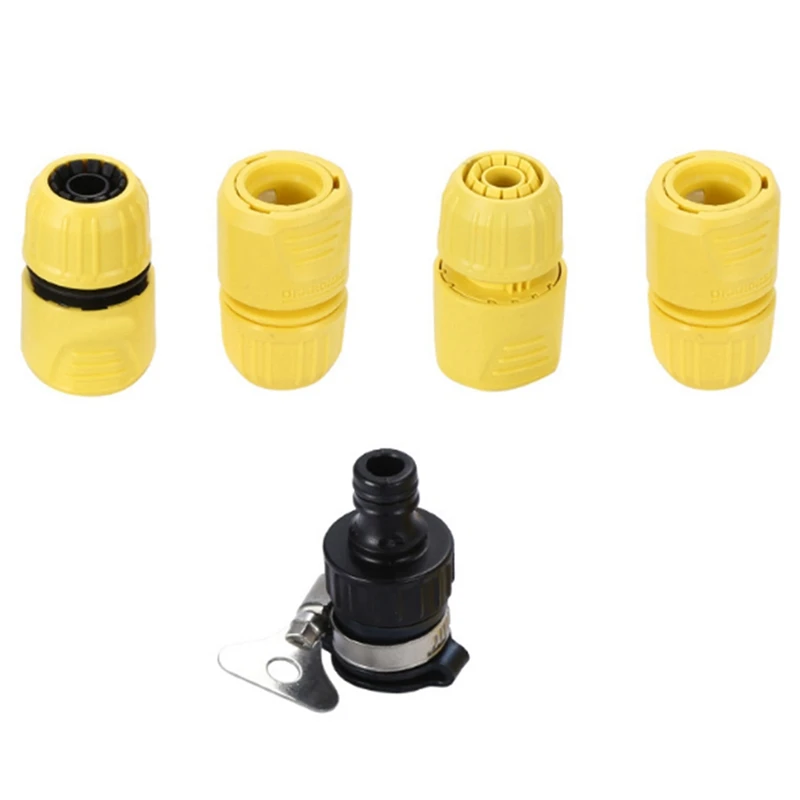 

5Pcs Yellow 4 Points 5 Points Universal Water Pipe Joint Quick-Connect Joint Cut-Off Joint Garden Water Quick Connector