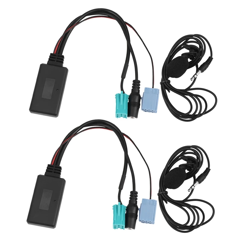 

2X Car Bluetooth 5.0 Aux Cable Microphone Handsfree Mobile Phone Free Calling Adapter For Renault 2005-2011